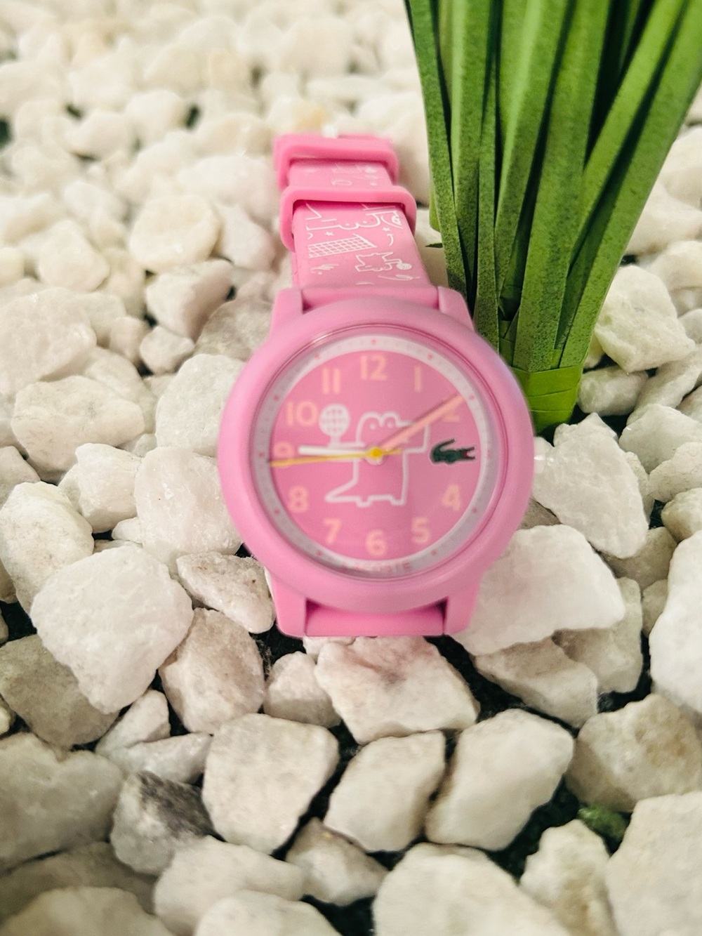 Lacoste Kids Pink Crocodile Silicone Strap Watch